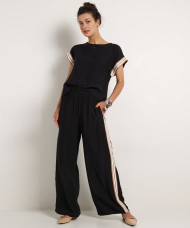 wide fit broek met streeptape