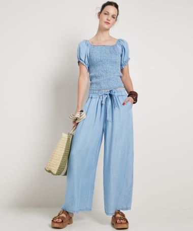 wide fit broek denimlook