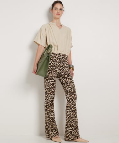 flared fit broek panterprint