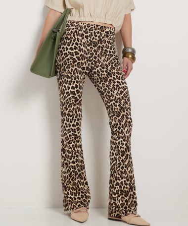 flared fit broek panterprint