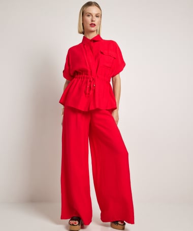 uni wide fit broek met strikje