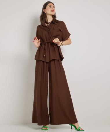 uni wide fit broek met strikje