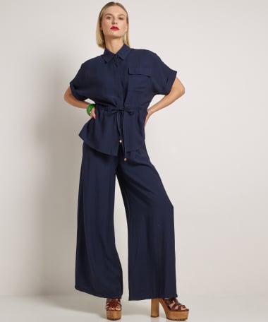 uni wide fit broek met strikje