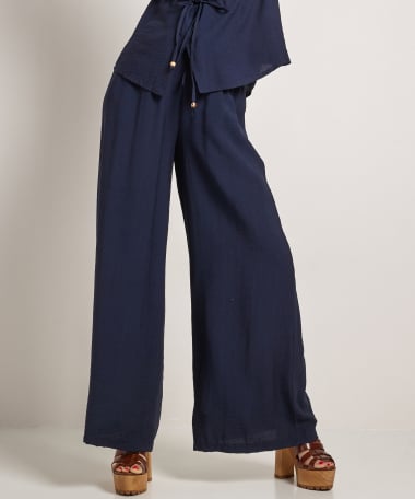 uni wide fit broek met strikje