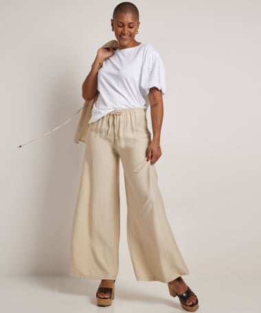 uni wide fit broek met strikje