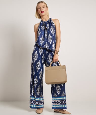 wide fit broek klassieke print