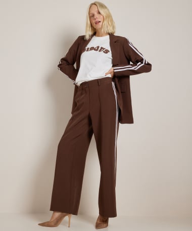 wide fit broek dubbel streep