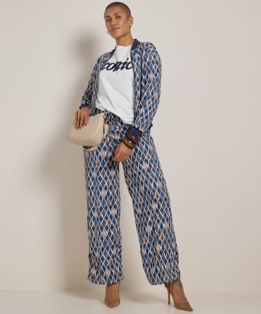 wide fit broek met ruitjesprint