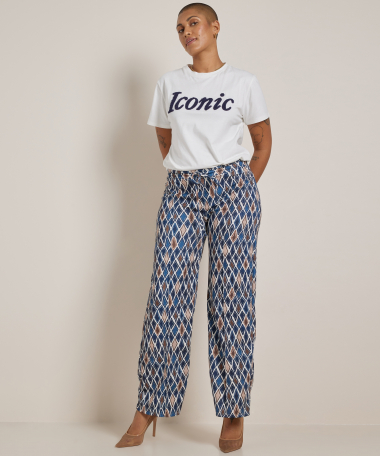 wide fit broek met ruitjesprint