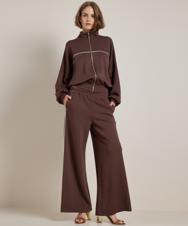 wide fit broek met witte naad