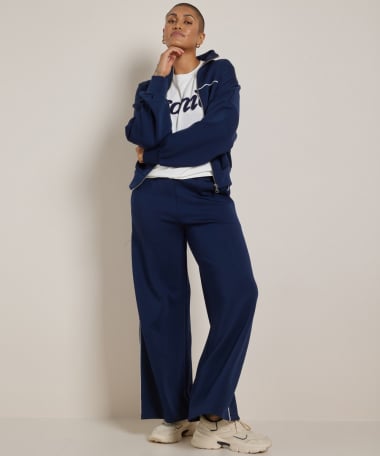 wide fit broek met witte naad