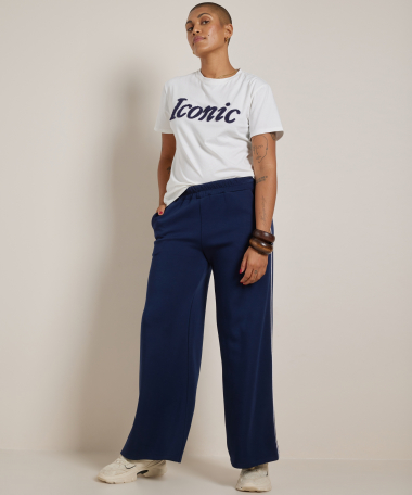 wide fit broek met witte naad