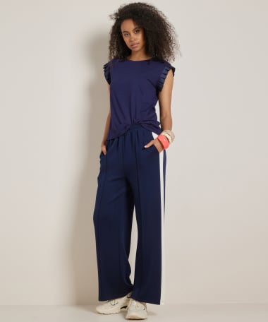 wide fit broek met streep