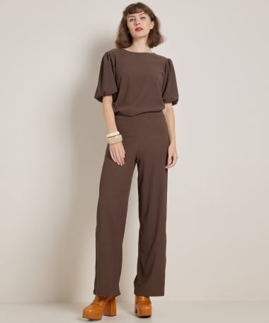 uni wide fit broek met structuur