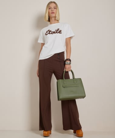 wide fit broek met sierknopen