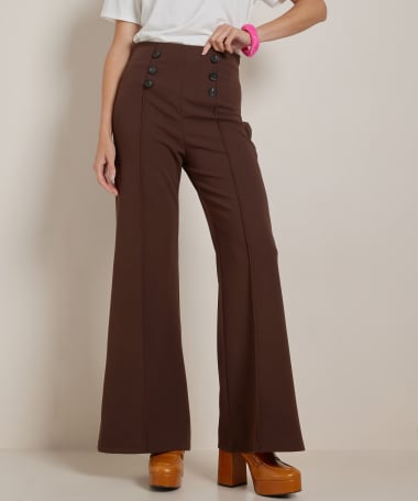 wide fit broek met sierknopen