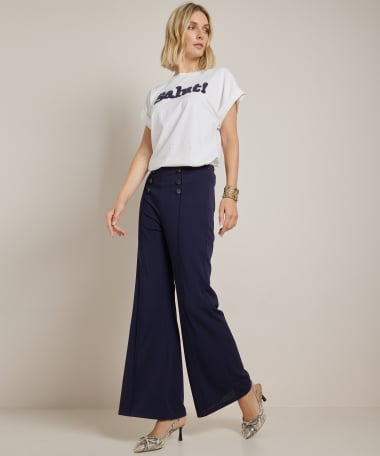 wide fit broek met sierknopen