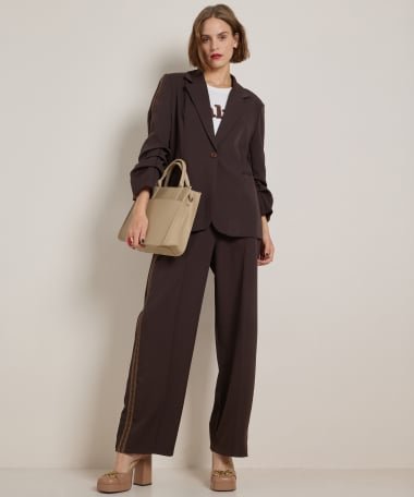 wide fit broek met bies