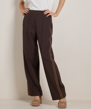 wide fit broek met bies