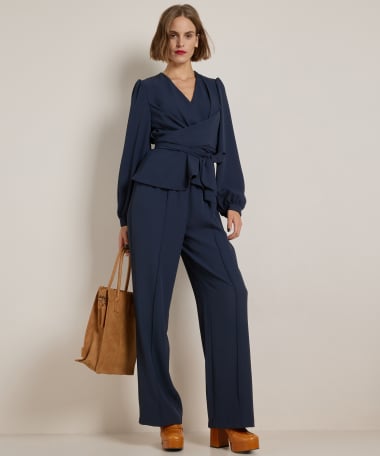 wide fit broek met naad