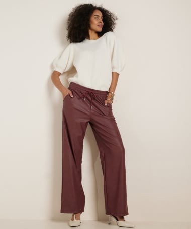 wide fit broek lederlook