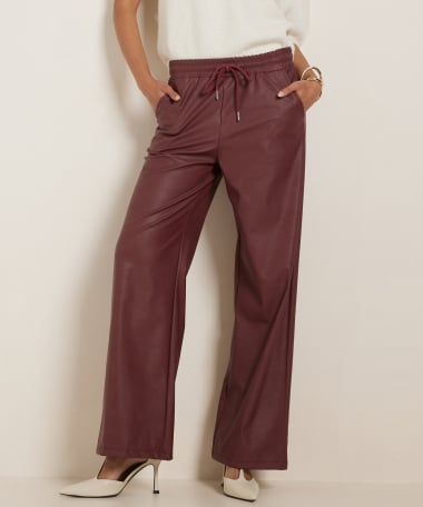 wide fit broek lederlook