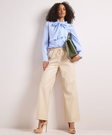 wide fit broek lederlook
