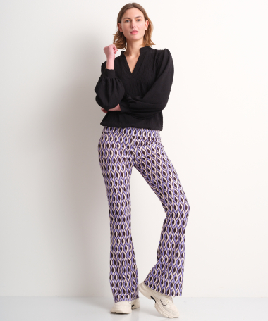 flared broek lila ruitjes