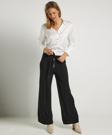 uni zwarte wide fit broek