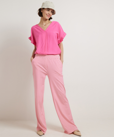 wide fit broek met roze print