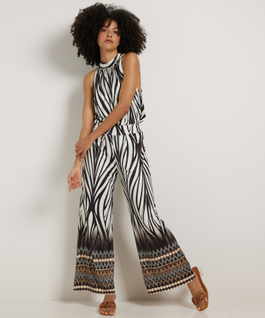wide fit broek met gemixte print