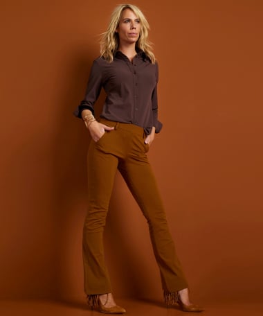 flared fit broek travelstof