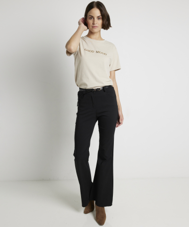 flared fit stretch broek met riem