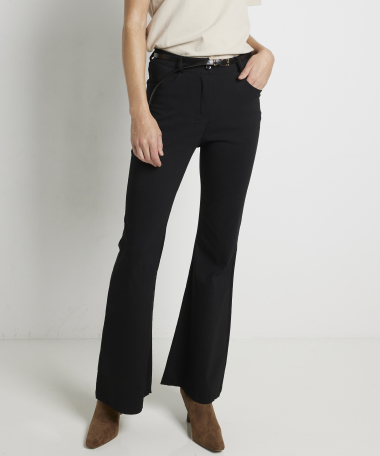flared fit stretch broek met riem