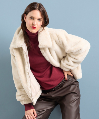faux fur blazer met kraag