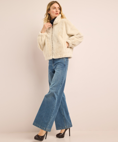 faux fur blazer met kraag