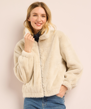 faux fur blazer met kraag