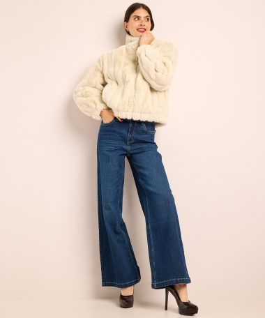 faux fur jas met strepen
