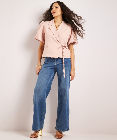 blazer met pofmouw en strikdetail