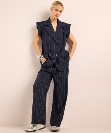 mouwloze blazer met strepen