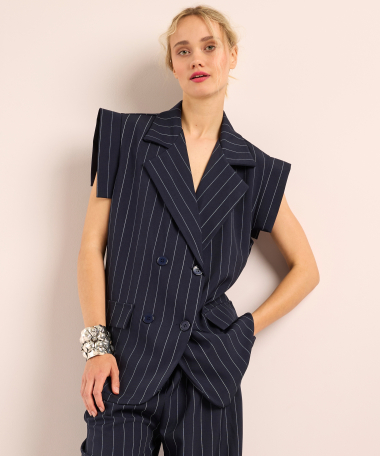 mouwloze blazer met strepen
