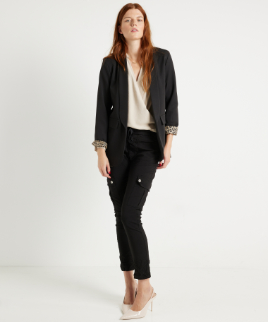 blazer met panterprint voering
