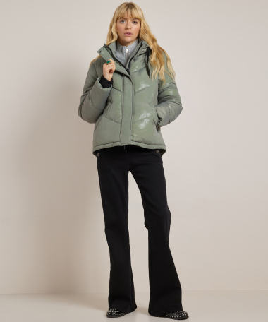 groene ski jas met glans