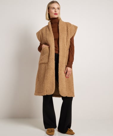 teddy gilet lang