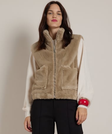 fake fur gilet met rits
