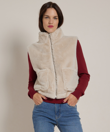 fake fur gilet met rits