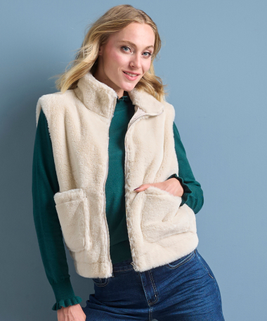 faux fur gilet met rits