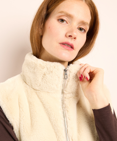 faux fur gilet met rits