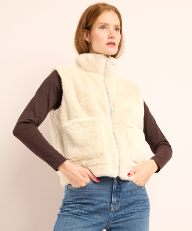 faux fur gilet met rits