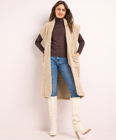teddy gilet lang
